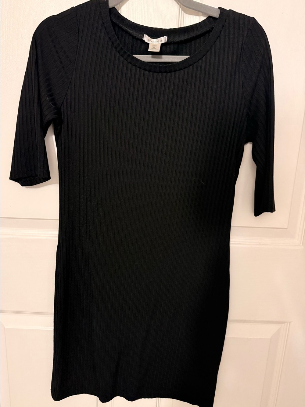 Bozzolo Black Ribbed Midi Dress
